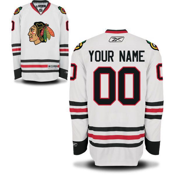 Reebok Chicago Blackhawks Men Premier Away Custom NHL Jersey - White->customized nhl jersey->Custom Jersey